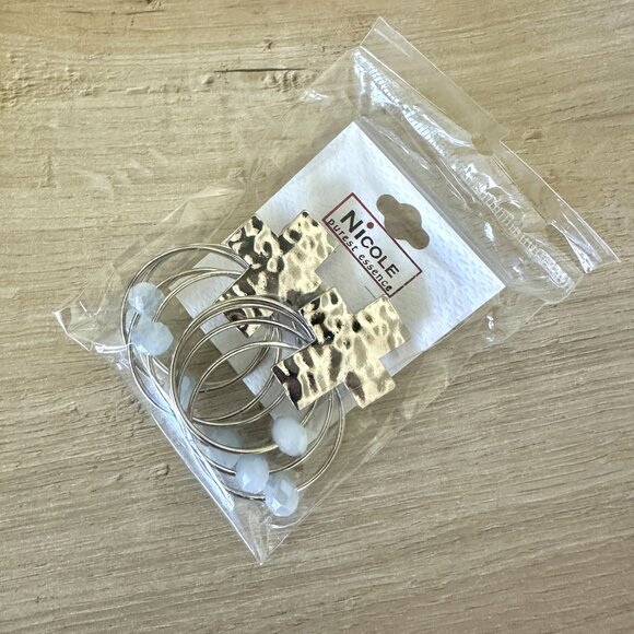 Silver Cross + Quartz Hoop Earrings - Picture 4 of 12